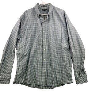 Eddie Bauer Mens Green Blue Plaid Button-Down Shirt XL Long Sleeve Cotton Blend